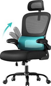 Ergonomická kancelárska stolička, sieťovaná, čierna