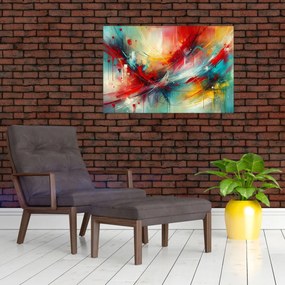 Obraz – Abstrakcia s červenou (90x60 cm)