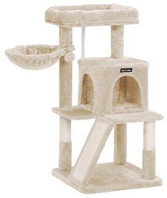Škrabadlo pre mačky, Mačací strom s veľkým lôžkom, 96 cm, béžové