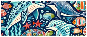 Obraz – Kreslené vodné zvieratká (120x50 cm)