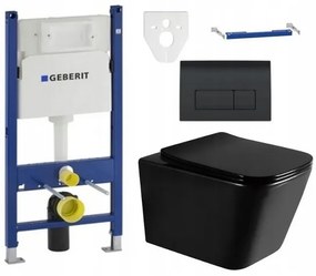Závesný set GEBERIT Duofix Basic+ WC TEO Rimless 51 x 35 cm + pomaly padajúca doska Slim, čierna, 3385XX85+39060185