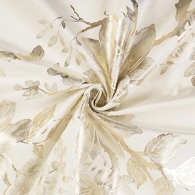 Biante Zamatový behúň na stôl Isabela Flower IBL-022 Zlaté kvety na smotanovom 35x140 cm