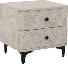 Čalúnený nočný stolík Amina buklé greige 45cm