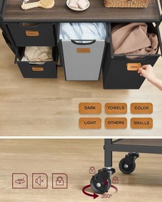 Kôš na bielizeň Vasagle Males 150 l čierna/šedá/hnedá