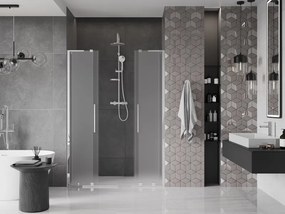 Mexen Velar L Duo, posuvné sprchové dvere do otvoru 140 cm, 8mm sklo námraza, chrómová, 871-140-003-32-01