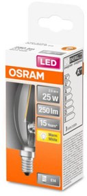 OSRAM Classic B LED žiarovka E14 2,5W 2.700K číra