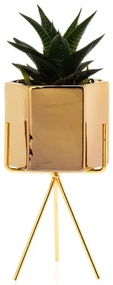 KERAMICKÝ KVETINÁČ SO STOJANOM SASHI 20X9,5 CM ZLATÁ