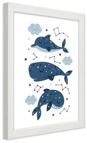 Gario Plagát Šťastné veľryby Farba rámu: Biela, Veľkosť: 30 x 45 cm