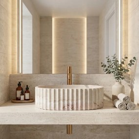 Rea Margaret Gio, umývadlo na dosku 495×355×155 mm, béžová – imitácia kameňa, REA-U3522