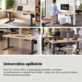 Elektrický stôl s reguláciou výšky ergonomický antracitový/dub sonoma,1400x700 mm: ARIA