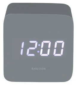 Karlsson 5982GY dizajnové LED hodiny s budíkom sivá, 7 cm