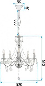 Toolight Toolight, stropné svietidlo 5xE14, EBT014-5CP, chróm, OSW-01249