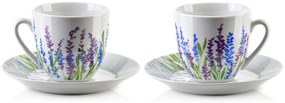 Porcelánová šálka s podšálkou Joy Heather 250 ml sada 6ks