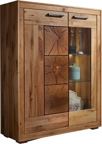 Drevený sekretár z masívu s vitrínou vpravo, 104x40x135 cm