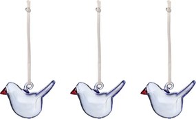 Sklenené ozdoby vtáčiky Oiva Toikka, modré / 3ks