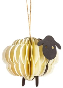 Papierová ručne vyrábaná vianočná ozdoba 9 cm Sheep Honeycomb – Sass &amp; Belle
