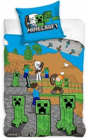 Bavlnené posteľné obliečky Minecraft - motív Time to Mine - 100% bavlna - 70 x 90 cm + 140 x 200 cm