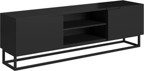 TV skrinka Loftia Mini 160 cm s otvorenými priečinkami a kovovým rámom – čierna / čierny mat