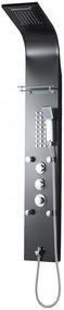 Sprchový rohový panel CASCADA 5v1 - s termostatom a výtokom do vane - čierny matný