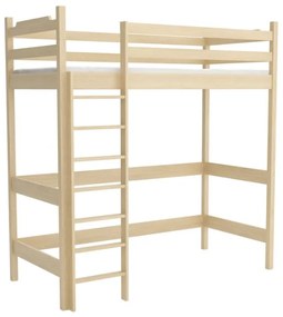 Detská vyvýšená posteľ z masívu borovice TEXAS - 200x90 cm - PRÍRODNÁ BOROVICA