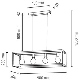 Spot-Light 61590474 - Luster na lanku KAGO 4xE27/60W/230V matný dub