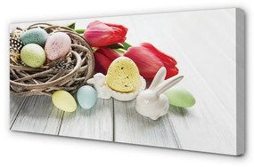 Obraz na plátne vajcia tulipány 100x50 cm