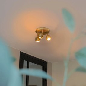 Retro okrúhle bodové svetlo mosadz s stropnou doskou 3-svetlo - Gissi