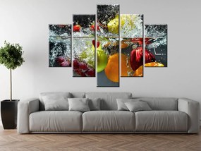 Gario Obraz s hodinami Sladké ovocie - 5 dielny Rozmery: 150 x 70 cm