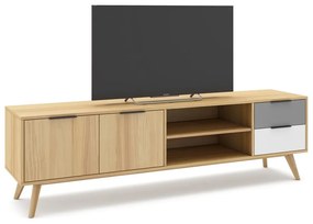 TV stolík z borovicového dreva v prírodnej farbe 180x53 cm Elfa - Marckeric