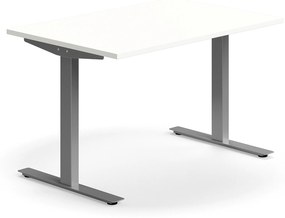 Kancelársky stôl QBUS, rovný, 1200x800 mm, T-rám, strieborný rám, biela