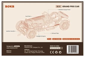 Robotime 3D drevené puzzle Závodní veterán Grand Prix car 1:16 220 ks