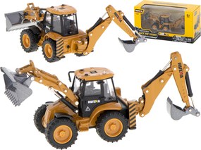 KIK Kovové rýpadlo-nakladač H-TOYS 1:50 – Die-cast bager s pohyblivou lyžicou, gumové kolesá