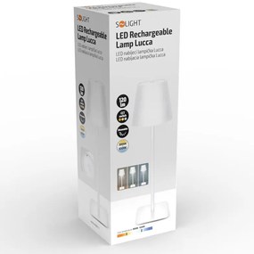 SOLIGHT LED nabíjacia lampička Lucca, 120lm, zmena CCT, stmievanie, biela