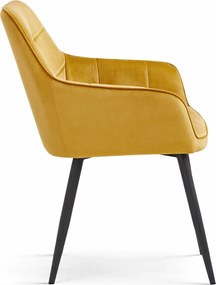 Jedálenské kreslo VARSI VELVET s čiernymi nohami, horčicové