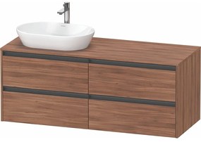 DURAVIT Ketho 2 závesná skrinka pod umývadlo na dosku (umývadlo vľavo), 4 zásuvky, 1400 x 550 x 568 mm, orech prírodný, K24898L79790000