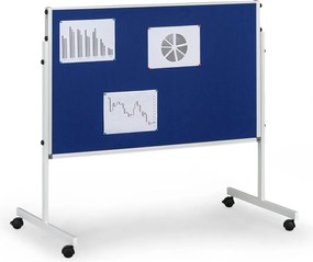 Mobilná informačná tabuľa, sklopná, modrá látka, 1200 x 1500 mm