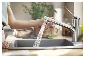 Hansgrohe Zesis M33 - Páková kuchynská batéria 150, Eco, vyťahovacia sprška, 2jet, chróm 74810000