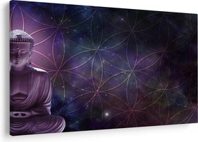 Obraz - Budha s kvetmi života (90x60 cm)