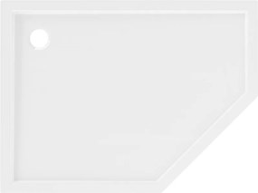 Mexen Flow Slim, ľavostranná päťuholníková sprchová vanička 100 x 80 cm, biela lesklá, 46P108010L