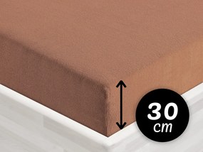 Froté napínacie prestieradlo na vysoký matrac FR-023 Orieškovo hnedé 100 x 200 - výška 30 cm