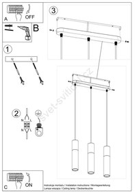 Sollux SL.0649 - Luster na lanku BORGIO 3xGU10/40W/230V betón/kov biela