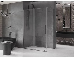 Mexen Velar, sprchový kút s posuvnými dverami 160(dvere) x 80(stena) cm, 8mm číre sklo, grafitová matná, 871-160-080-01-66