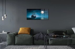 Obraz na skle Sea city mesiac loď 100x50 cm