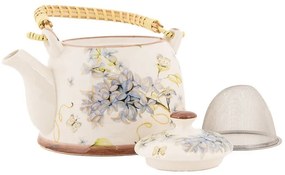 Krémová kanvička s modrými kvetmi - 18 * 14 * 12 cm / 800 ml