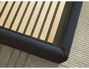 Tmavomodrá čalúnená dvojlôžková posteľ s úložným priestorom/bez čela s roštom 160x200 cm Inera – Bobochic Paris