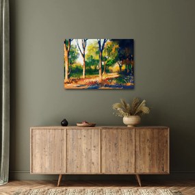 Obraz lesa v letnom slnku, maľba (70x50 cm)