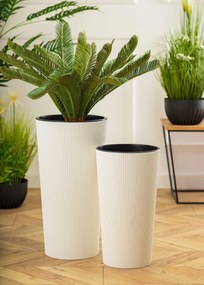 PLASTOVÝ KVETINÁČ URBANIKA ECO SADA 2KS 57X30 CM+46,6X25,5 CM BIELA