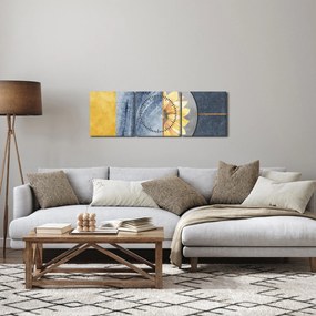 Obraz - Tvary a kvet (s hodinami) (90x30 cm)