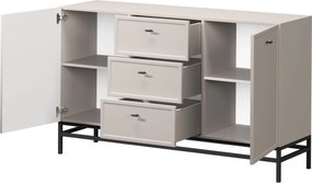 Komoda Lorini 150 cm na stojane - kašmírová / čierne úchytky T
