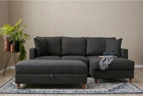 Rohová sedacia súprava Ewie (p) (antracit)
